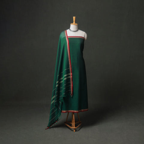 Dharwad Cotton Plain Thread Border Unstitched Dress Material: Kurta, Bottom & Dupatta 38