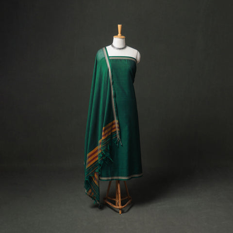 Dharwad Cotton Plain Thread Border Unstitched Dress Material: Kurta, Bottom & Dupatta 39