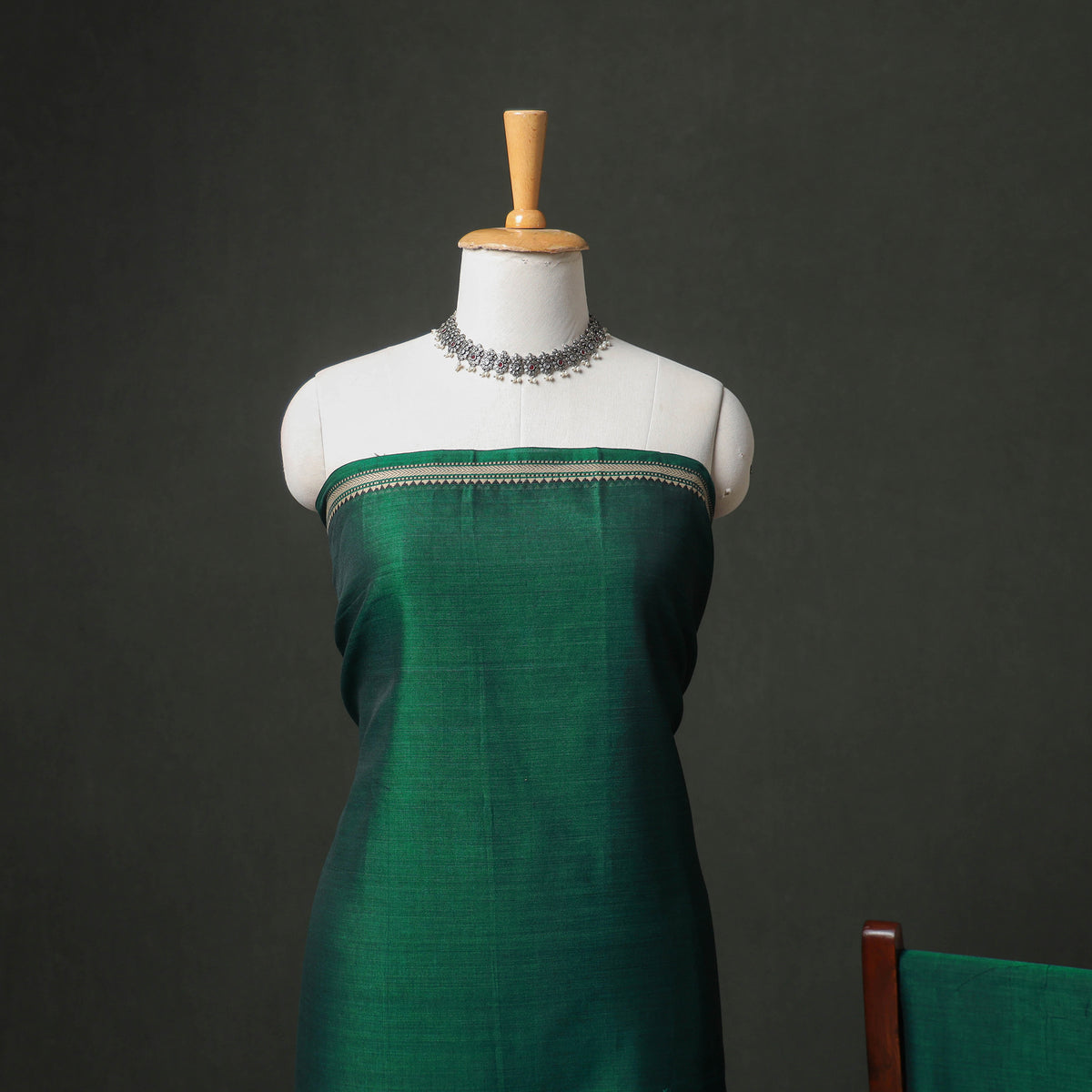 Dharwad Cotton Plain Thread Border Unstitched Dress Material: Kurta, Bottom & Dupatta 39