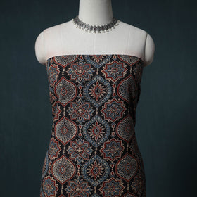 Ajrakh Block Print Natural Dyed Cotton Unstitched Dress Material: Kurta with Dupatta 06