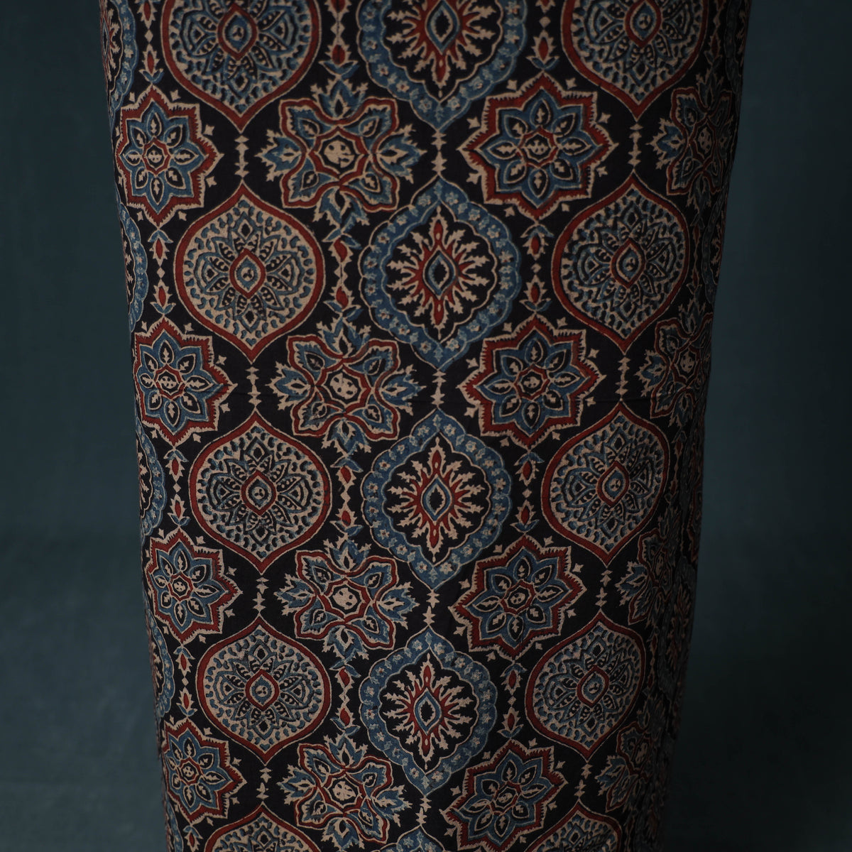 Ajrakh Block Print Natural Dyed Cotton Unstitched Dress Material: Kurta with Dupatta 06
