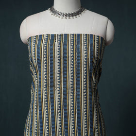 Ajrakh Block Print Natural Dyed Cotton Unstitched Dress Material: Kurta with Dupatta 07