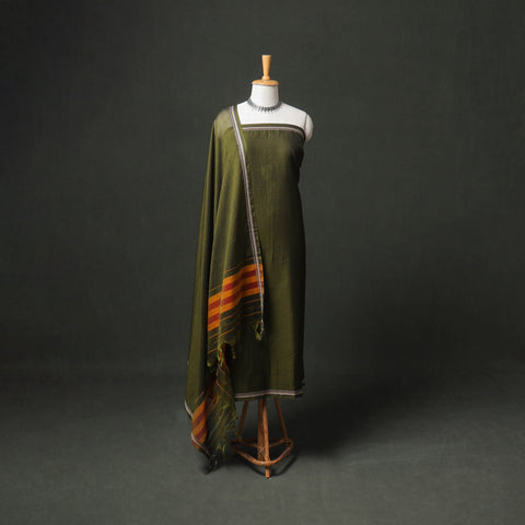 Dharwad Cotton Plain Thread Border Unstitched Dress Material: Kurta, Bottom & Dupatta 40