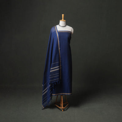 Dharwad Cotton Plain Thread Border Unstitched Dress Material: Kurta, Bottom & Dupatta 41