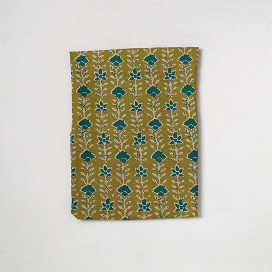Green - Kalamkari Printed Cotton Precut Fabric (0.8 meter) 38