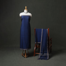 Dharwad Cotton Plain Thread Border Unstitched Dress Material: Kurta, Bottom & Dupatta 41
