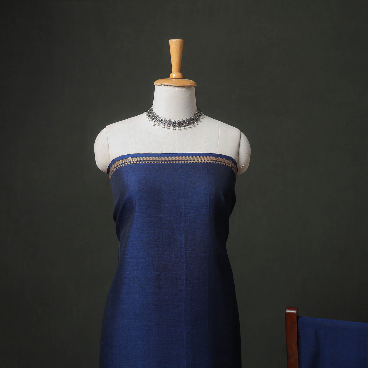 Dharwad Cotton Plain Thread Border Unstitched Dress Material: Kurta, Bottom & Dupatta 41