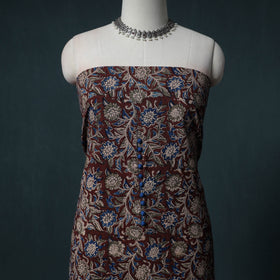 Kalamkari Block Print Natural Dyed Cotton Unstitched Dress Material: Kurta with Dupatta 08