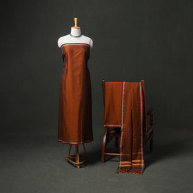 Dharwad Cotton Plain Thread Border Unstitched Dress Material: Kurta, Bottom & Dupatta 42