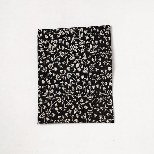 Black - Kalamkari Printed Cotton Precut Fabric (1.55 meter) 40