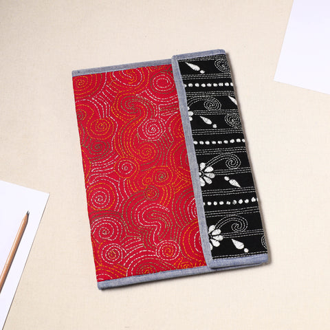 Red Handcrafted Bengal Kantha Work File Folder