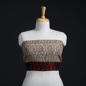 Buy Beige Block Print Woollen Kalamkari Blouse Piece Online 