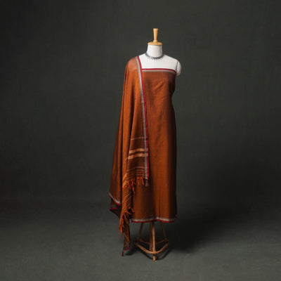 Dharwad Cotton Plain Thread Border Unstitched Dress Material: Kurta, Bottom & Dupatta 42