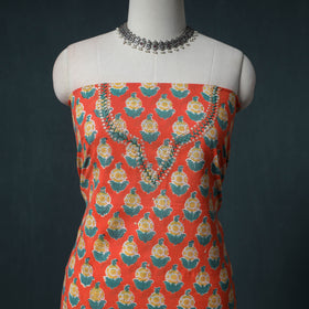 Sanganeri Block Print Cotton Unstitched Dress Material: Kurta with Dupatta 10
