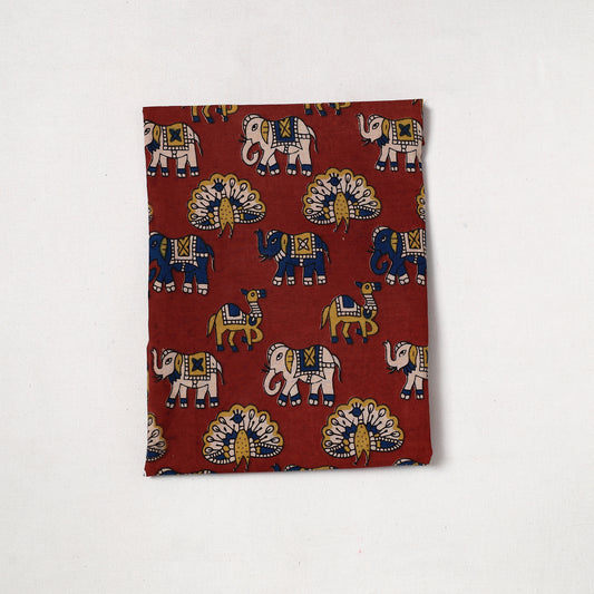 Red - Kalamkari Printed Cotton Precut Fabric (0.75 meter) 43