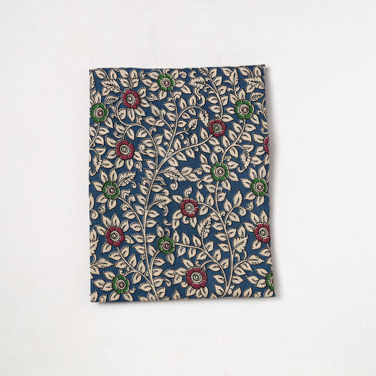 Blue - Kalamkari Printed Cotton Precut Fabric (1.15 meter) 44