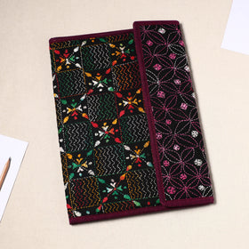 Black Handcrafted Bengal Kantha Work File Folder