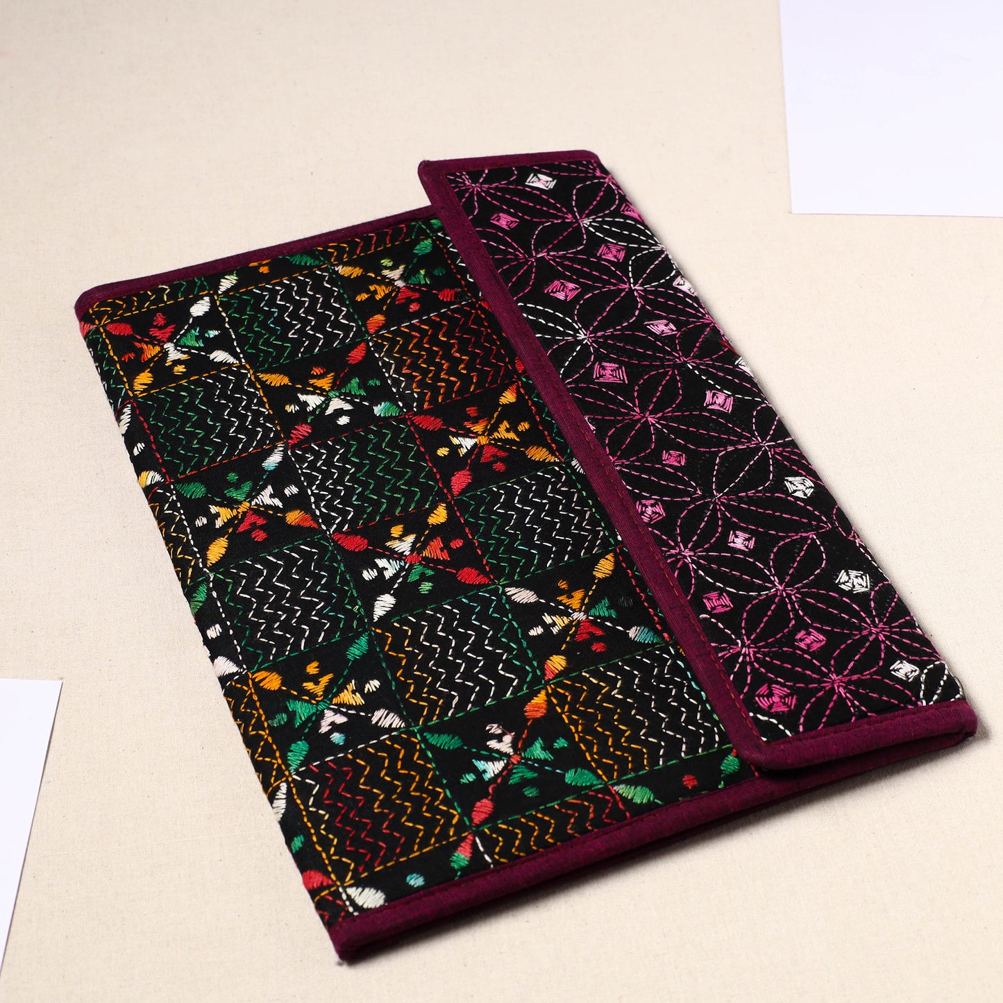 Handcrafted Bengal Kantha Work File Folder 09