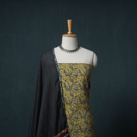 Sanganeri Block Print Cotton Unstitched Dress Material: Kurta with Dupatta 12