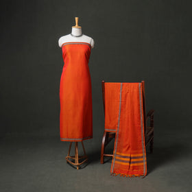 Dharwad Cotton Plain Thread Border Unstitched Dress Material: Kurta, Bottom & Dupatta 44