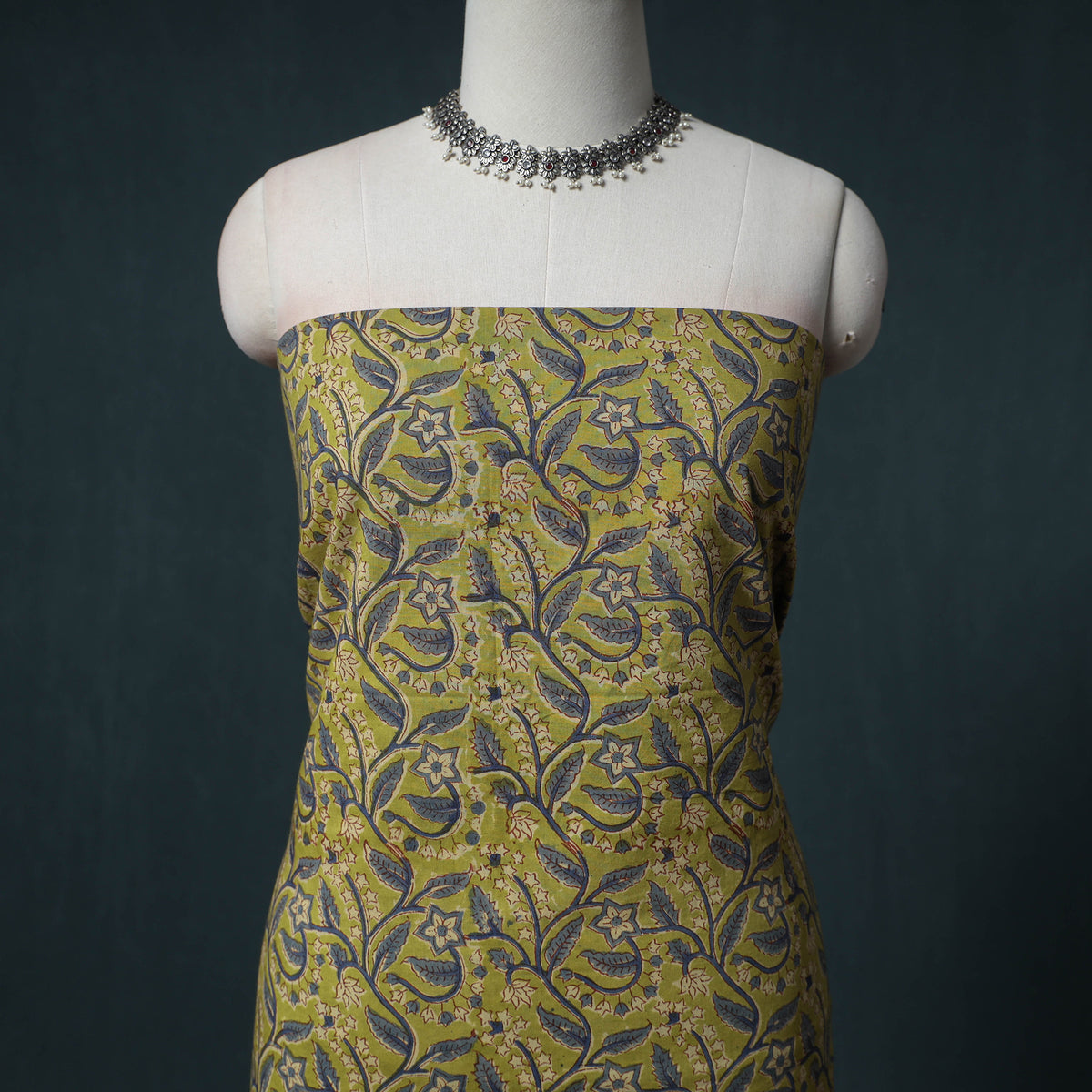 Sanganeri Block Print Cotton Unstitched Dress Material: Kurta with Dupatta 12