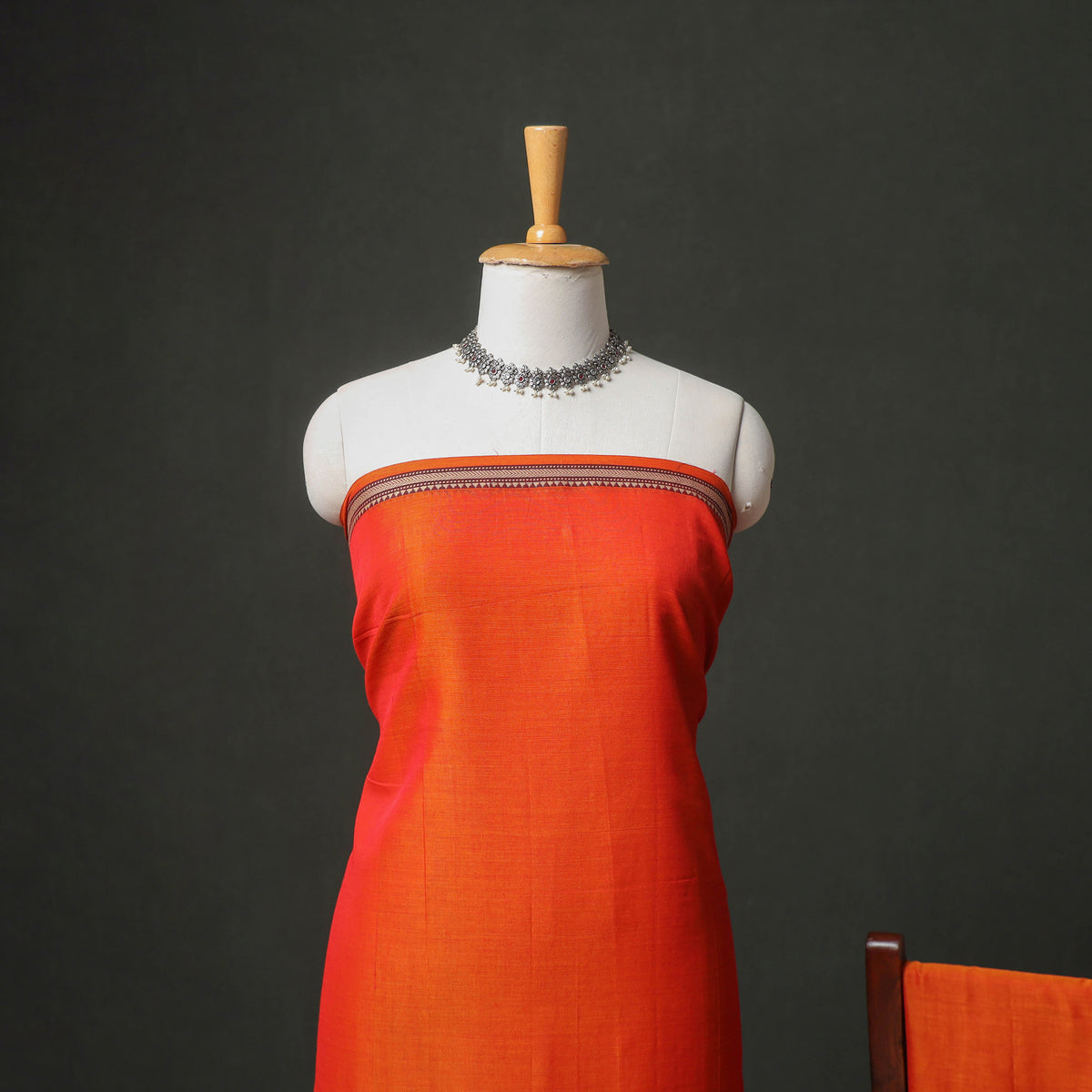 Dharwad Cotton Plain Thread Border Unstitched Dress Material: Kurta, Bottom & Dupatta 44