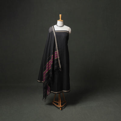 Dharwad Cotton Plain Thread Border Unstitched Dress Material: Kurta, Bottom & Dupatta 45