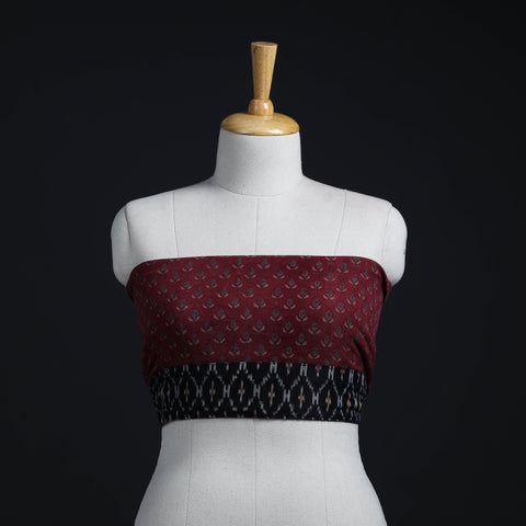 Maroon - Block Print Woollen Ajrakh Blouse Piece 52