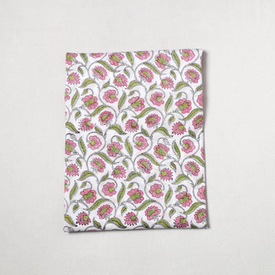 Pink - Sanganeri Block Printed Cotton Precut Fabric (1 meter) 53