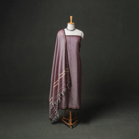Dharwad Cotton Plain Thread Border Unstitched Dress Material: Kurta, Bottom & Dupatta 46