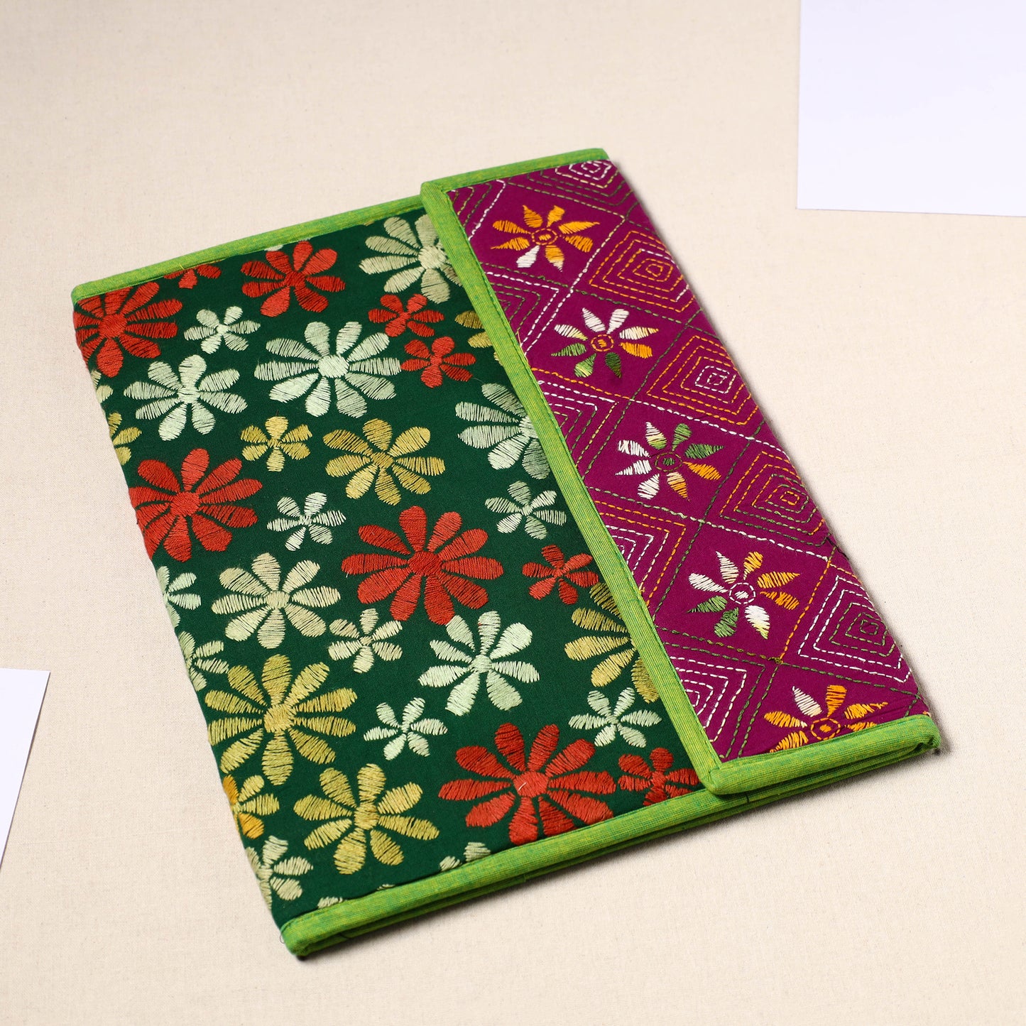 Handcrafted Bengal Kantha Work File Folder 17