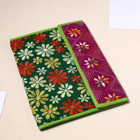 Green Handcrafted Bengal Kantha Work File Folder