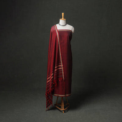 Dharwad Cotton Plain Thread Border Unstitched Dress Material: Kurta, Bottom & Dupatta 47