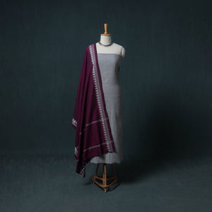 Jacquard Cotton Unstitched Dress Material: Kurta with Dupatta 16