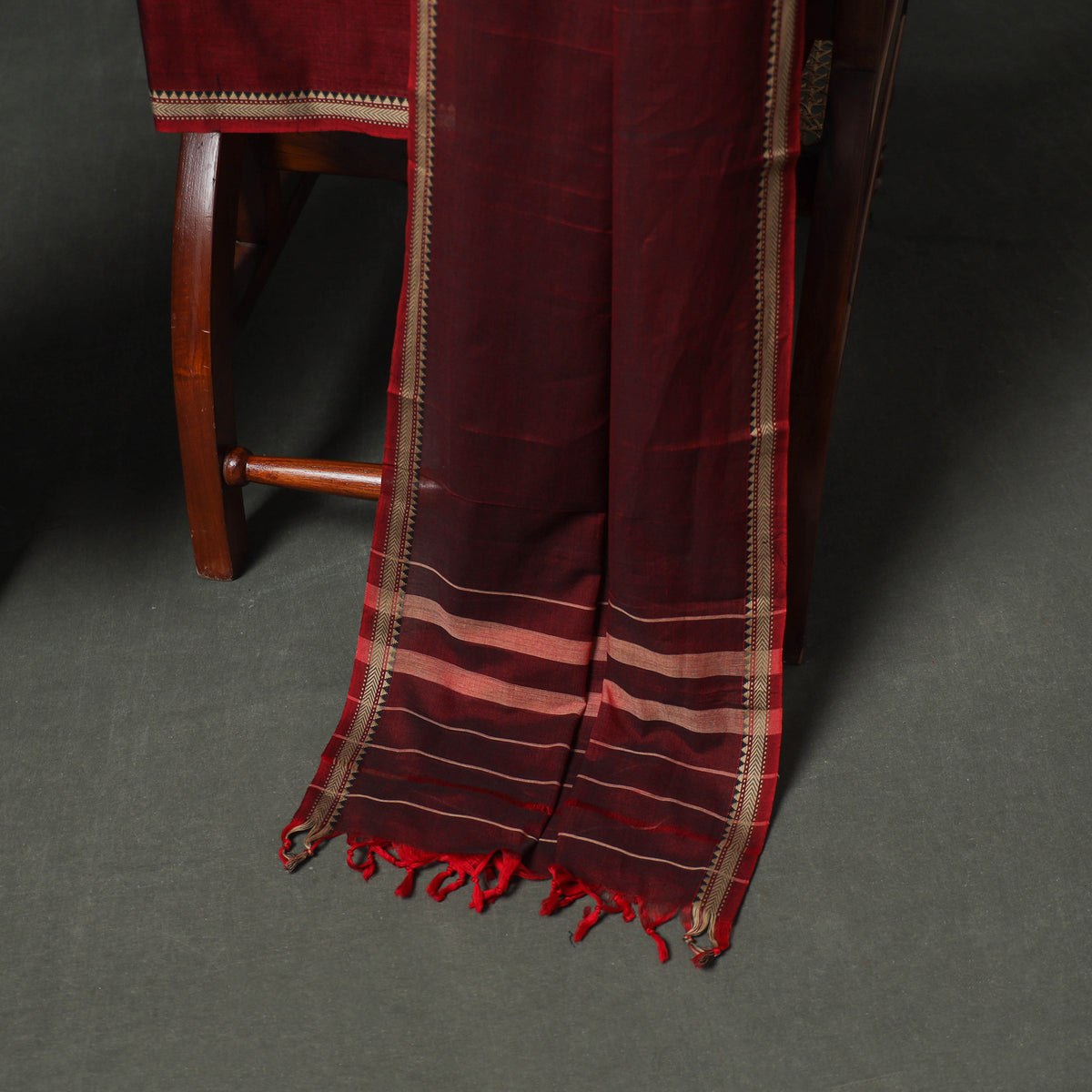 Dharwad Cotton Plain Thread Border Unstitched Dress Material: Kurta, Bottom & Dupatta 47