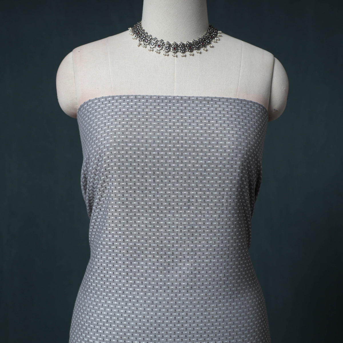 Jacquard Cotton Unstitched Dress Material: Kurta with Dupatta 16