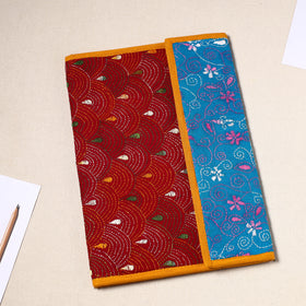 Red Handcrafted Bengal Kantha Work File Folder