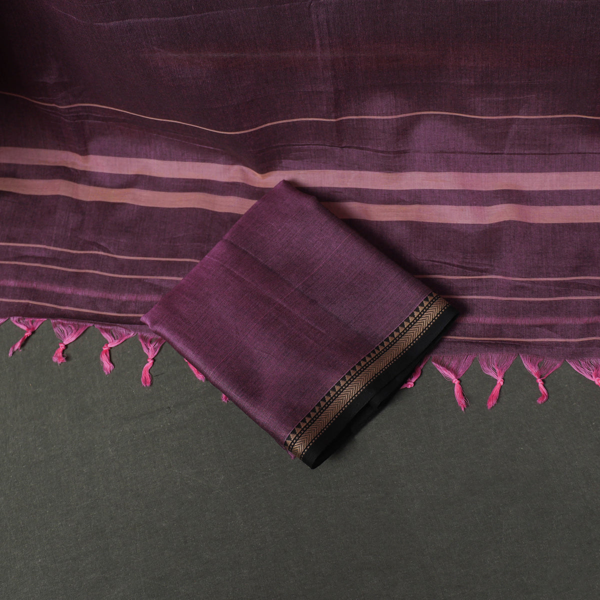 Dharwad Cotton Plain Thread Border Unstitched Dress Material: Kurta, Bottom & Dupatta 48