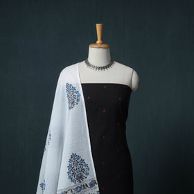 Jacquard Cotton Unstitched Dress Material: Kurta with Dupatta 18