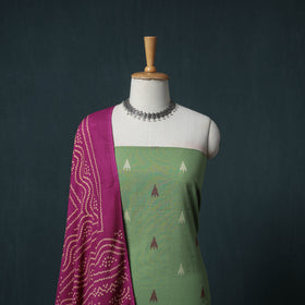 Jacquard Cotton Unstitched Dress Material: Kurta with Dupatta 19