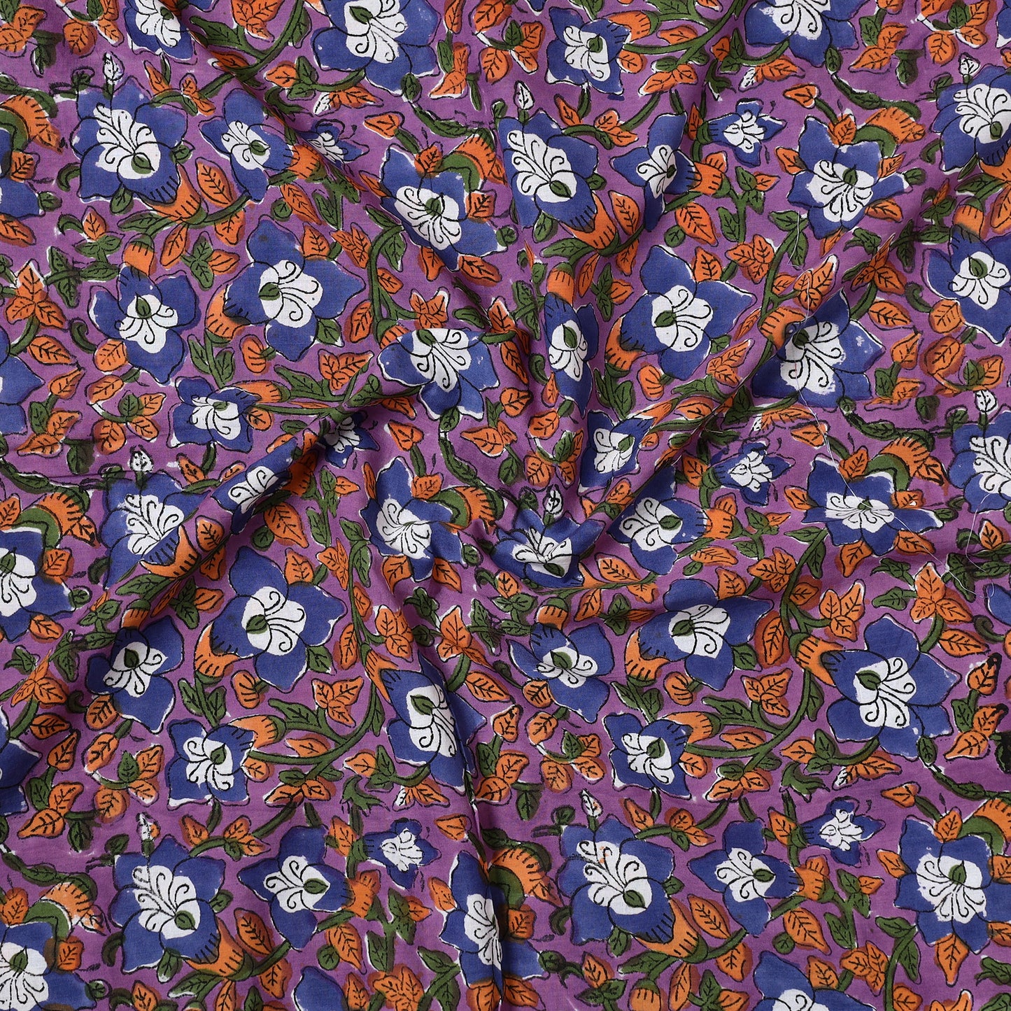 Multicolor - Sanganeri Block Printed Cotton Precut Fabric (1.3 meter) 62