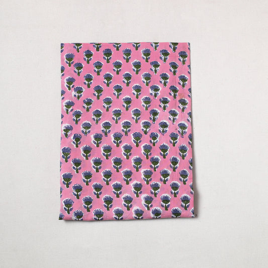 Pink - Sanganeri Block Printed Cotton Precut Fabric (1 meter) 63