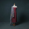 Pochampally Ikat Cotton Unstitched Dress Material: Kurta with Dupatta 21
