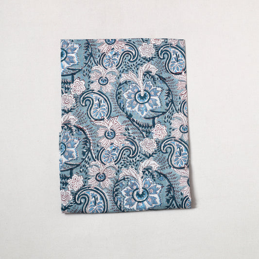 Blue - Sanganeri Block Printed Cotton Precut Fabric (1 meter) 64