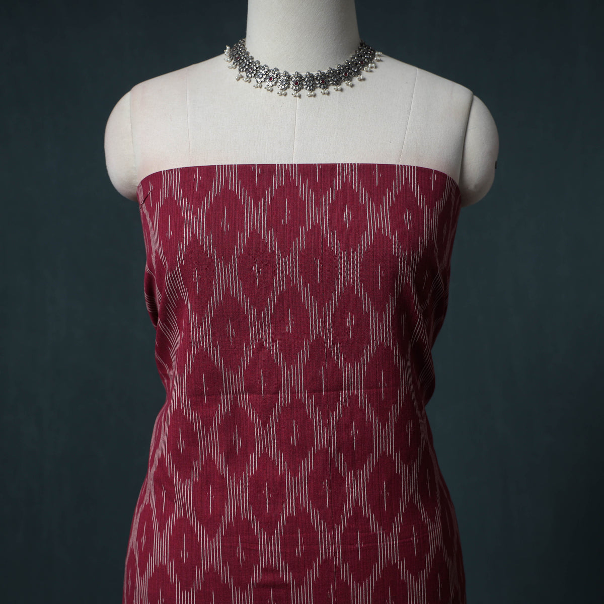 Pochampally Ikat Cotton Unstitched Dress Material: Kurta with Dupatta 21
