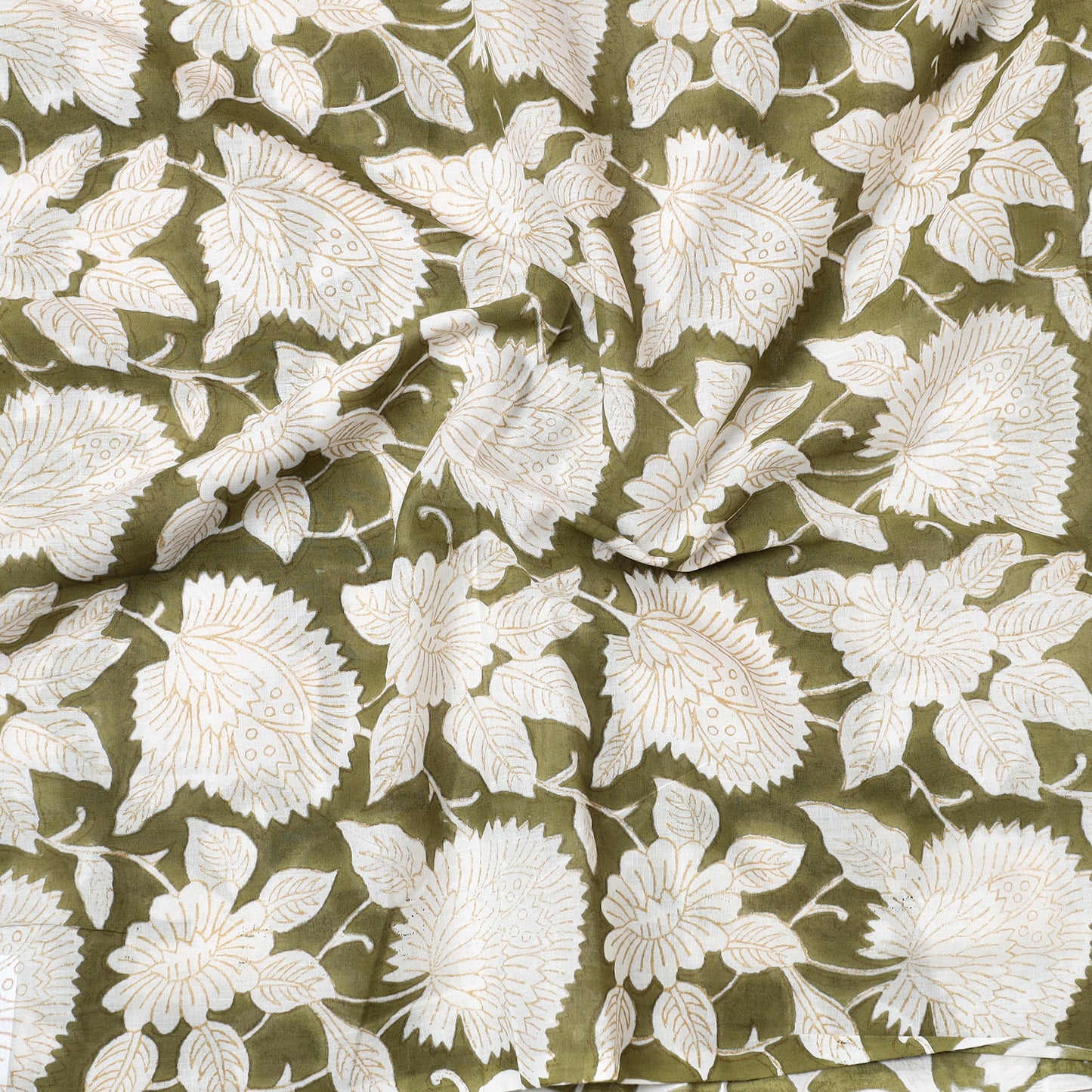 Green - Sanganeri Block Printed Cotton Precut Fabric (1 meter) 65