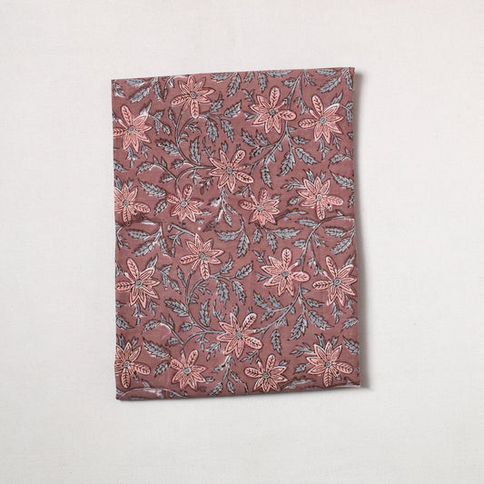 Brown - Sanganeri Block Printed Cotton Precut Fabric (1.8 meter) 66