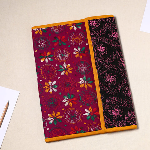 Pink Handcrafted Bengal Kantha Work File Folder