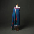 Blue - dharwad cotton plain zari border unstitched dress