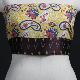 Yellow - woollen sanganeri blouse piece 67 - handcrafted